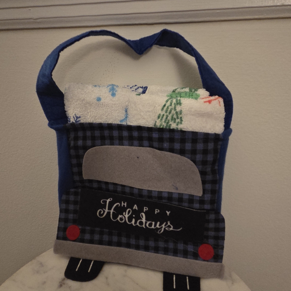 Festive Holiday Gift Bag with Towels